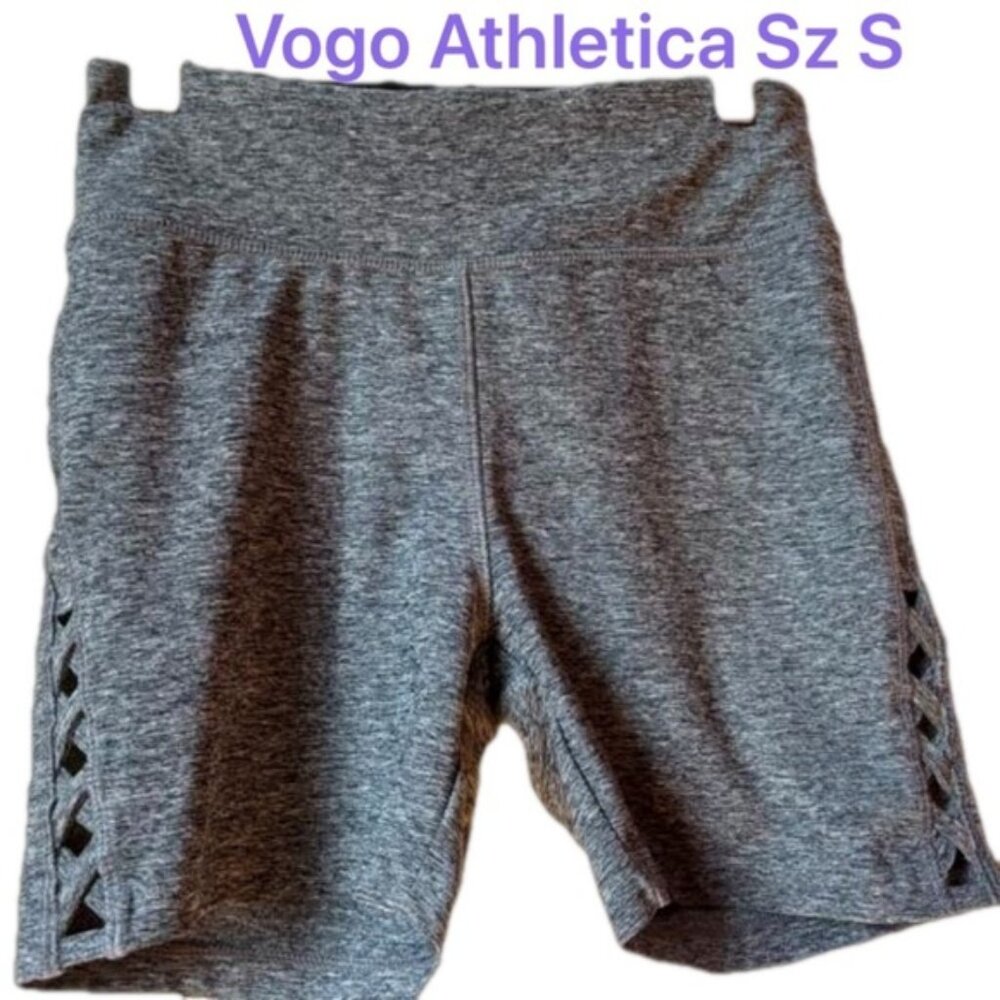 Vogo Athletics Bike Shorts Gray Heathered Lattice Trim Sz S